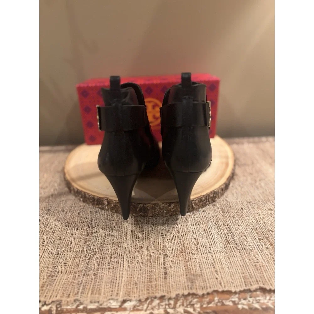 TORY BURCH Gemini Link Black‎ Ankle Heeled Booties Women Size 10.5